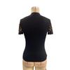 Women's New Sexy Mesh Splicing Small Stand-up Collar Short-sleeved New T-shirt Thin Tops