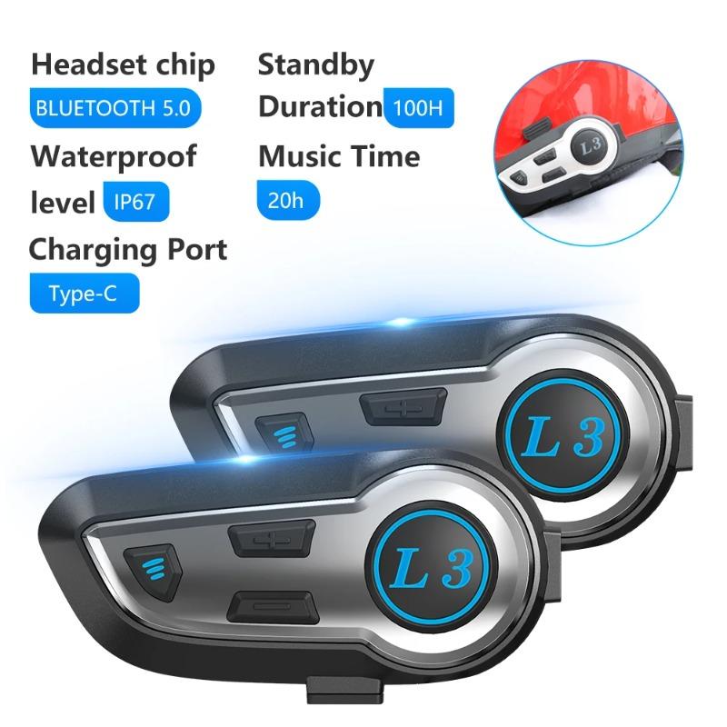 Music Interphone Bluetooth 5.3 Motorcycle Helmet Intercom Headset Waterproof 500m Intercomunicador Speaker Earphone