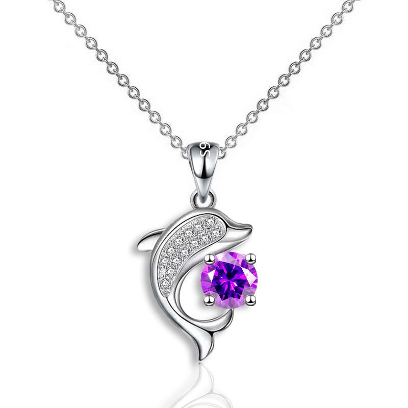 Aqua Blue Pink White Zircon Small Cat Pendant Cute Animal Necklaces For Women Trendy Silver Color Chain Necklace Wedding Jewelry