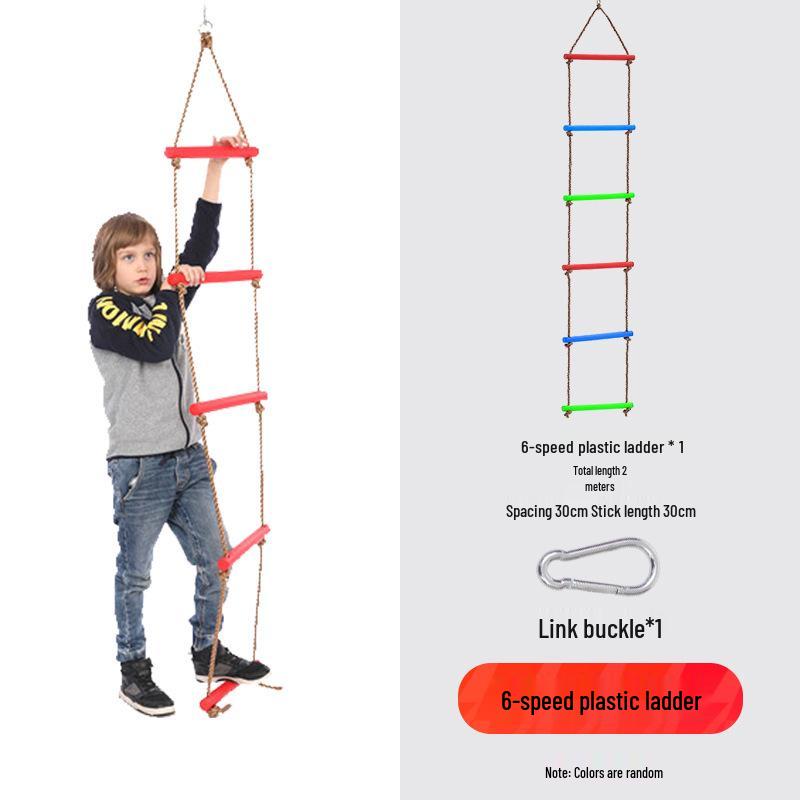 Children's Outdoor Sensory Integration Rope Ladder and Swing Set with Climbing Rings