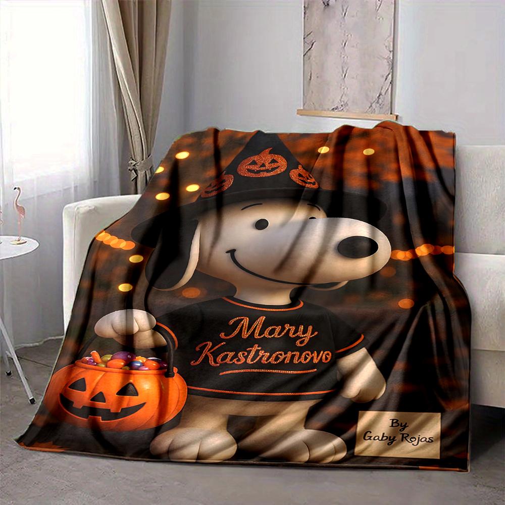 1Pc Halloween Snoopy Treats Night Blanket Soft And Comfortable Casual Warm Camping Travel Christmas Halloween Gift M917103