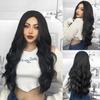 Long Wavy Ombre Black White Synthetic Wigs for Women Heat Resistant Natural Middle Part Cosplay Party Lolita Daily Hair Wigs