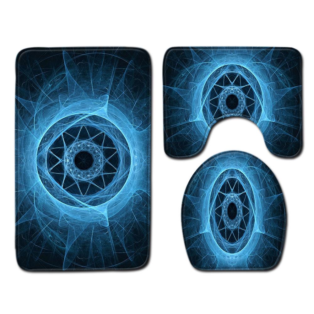 Cool Pattern Bathroom Floor Mat Toilet Three-Piece Set