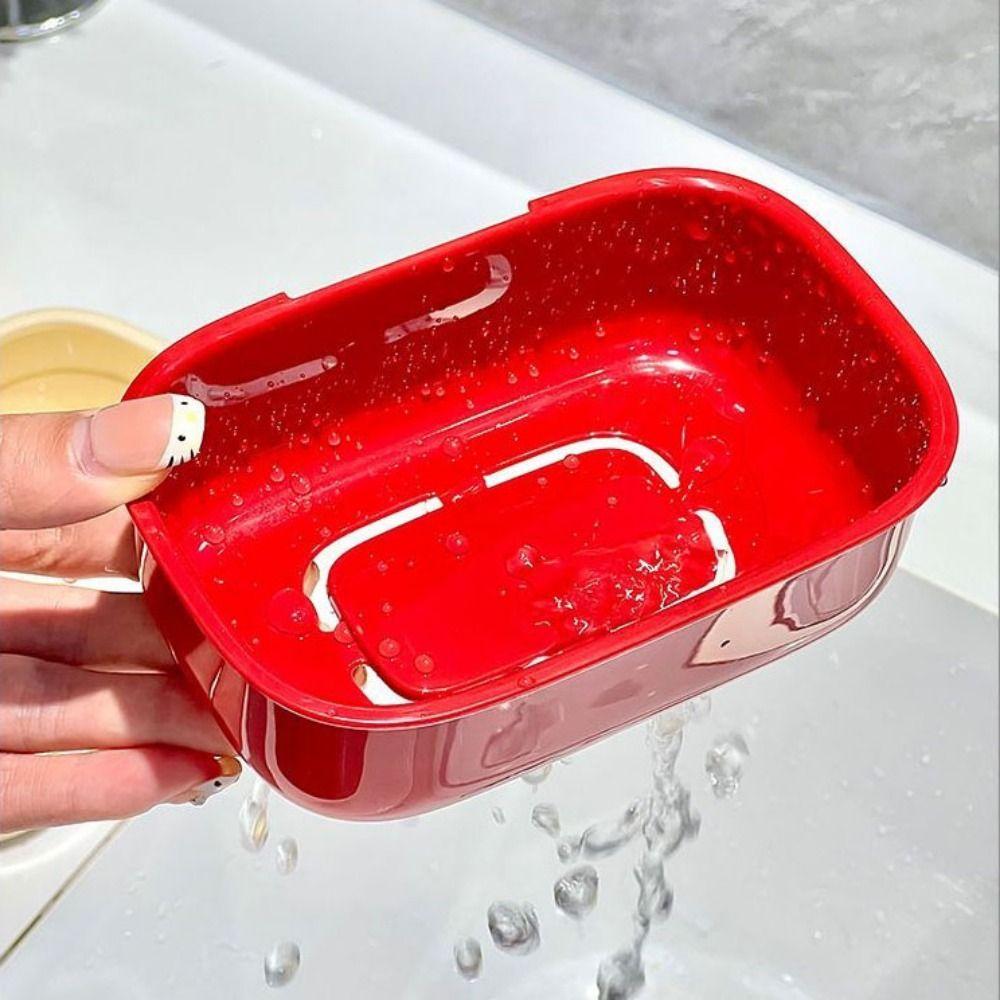 Creative Dopamine Soap Holder Drain Tray White&red Soap Box Dot Bow Soap Tray Home Decoration