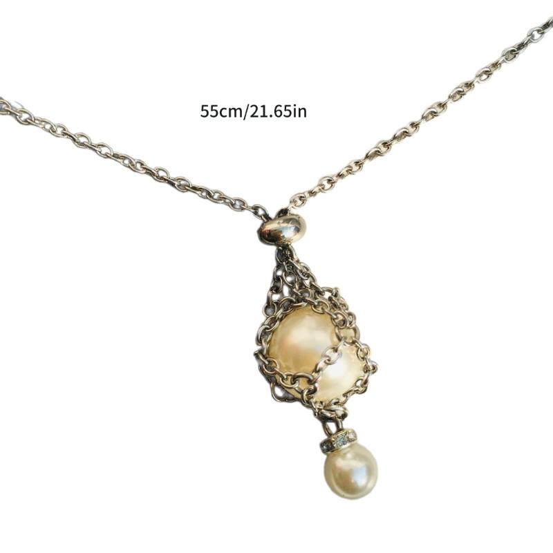 Natural Crystal Holder Necklace Colorful Stone Mesh Pocket Pendant Choker Adjustable Chain Neckchains for Women Girl