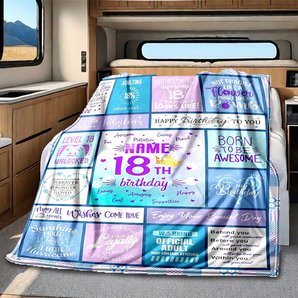 Birthday Gift Customize Your Name Rv Blanket Soft Comfortable Lightweight For All Seasons Perfect For Travel Camping Picnics Sofas Rvs Beds Living