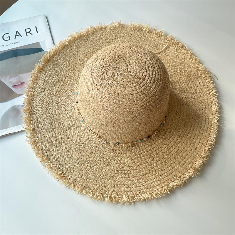 

Летняя шляпа Лафит от солнца с широкими полями, соломенная шляпа, женская универсальная шляпа от солнца, для отпуска, защита от УФ-лучей, модная шляпа от солнца adult (56-58cm)