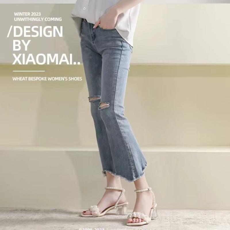 Fashion 2025 Summer Sandalias De Mujer French Temperament Crystal High Heels Sexy Chunky Pearls Comfort Banquet Shoes Zapatos De Mujer