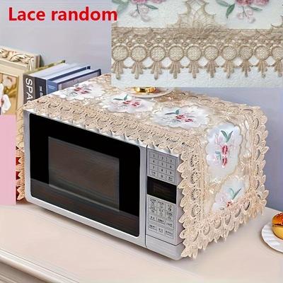 1pc European Style Lace Microwave Cover, Polyester Dustproof Appliance Protector with Floral Design, No Battery Required, Microwave Food Cover
