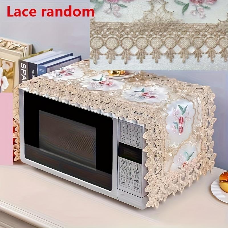 1pc European Style Lace Microwave Cover, Polyester Dustproof Appliance Protector with Floral Design, No Battery Required, Microwave Food Cover