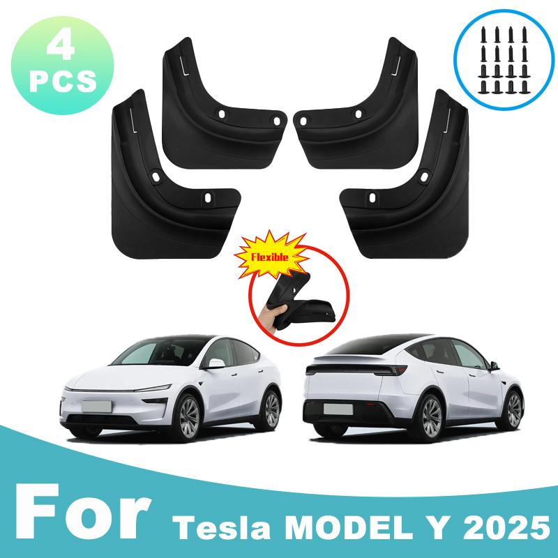 For Tesla MODEL Y 2025 TPE Soft Rubber Automotive Mudguard Waterproof Prevent Mud Splashing Car Mud Flaps 4pcs Accessories