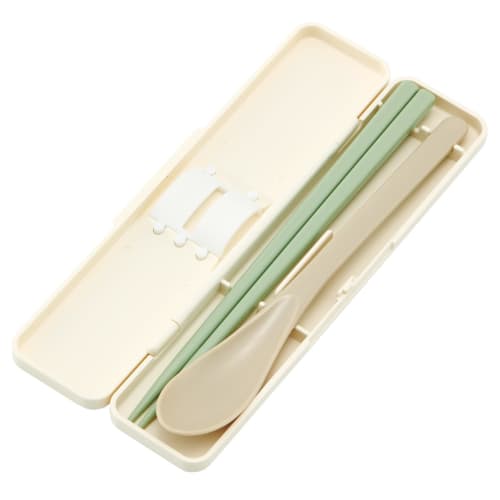 Skater Chopstick Spoon Combination Set 18cm Antibacterial Treated Lunch Box for Adults Comes with Silicone Cushion and Doesn't Make a Sound Made in Ja