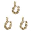 3pcs Gold Plated Enamel Heart DIY Charms Women Cubic Ziron Horseshoe Necklace Pendants Dise Poke Earring Jewelry Making Supplies