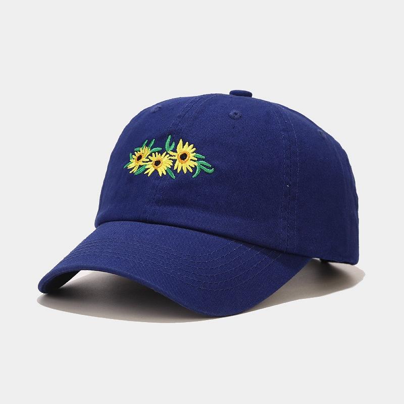 New hat female sweet flower embroidered cap go out to play versatile couple trend curved brim hat