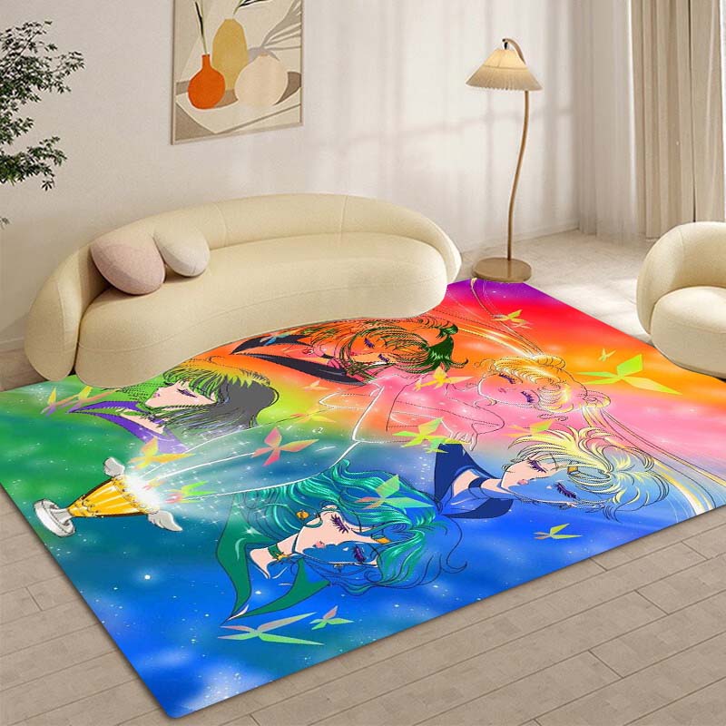 High-definition 3D Sailor Moon anime rug, suitable for bedrooms, living rooms, home sofa decoration, large decorative rug, and