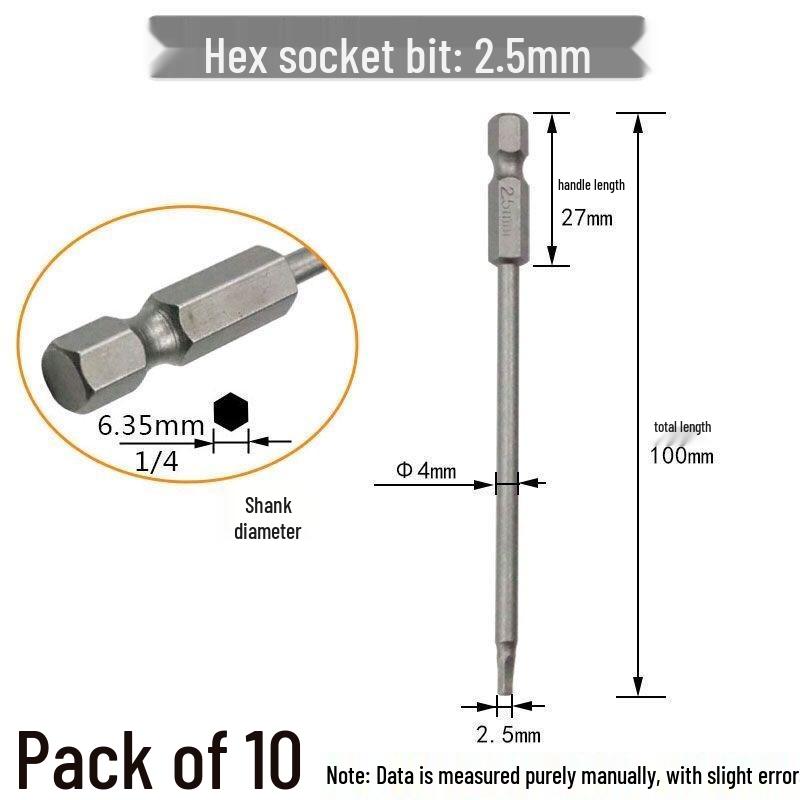 Hex Bit Set for Drills: Super Hard S2 Industrial Extended Screwdriver and Wrench Bits