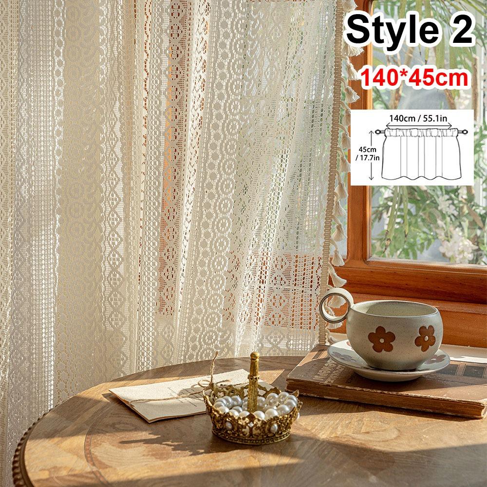 

1 шт. 140x160 см Бежевая полупрозрачная штора в стиле бохо, оконная драпировка, шторы, прочная вуалевая тюлевая штора Style 2 140x45cm