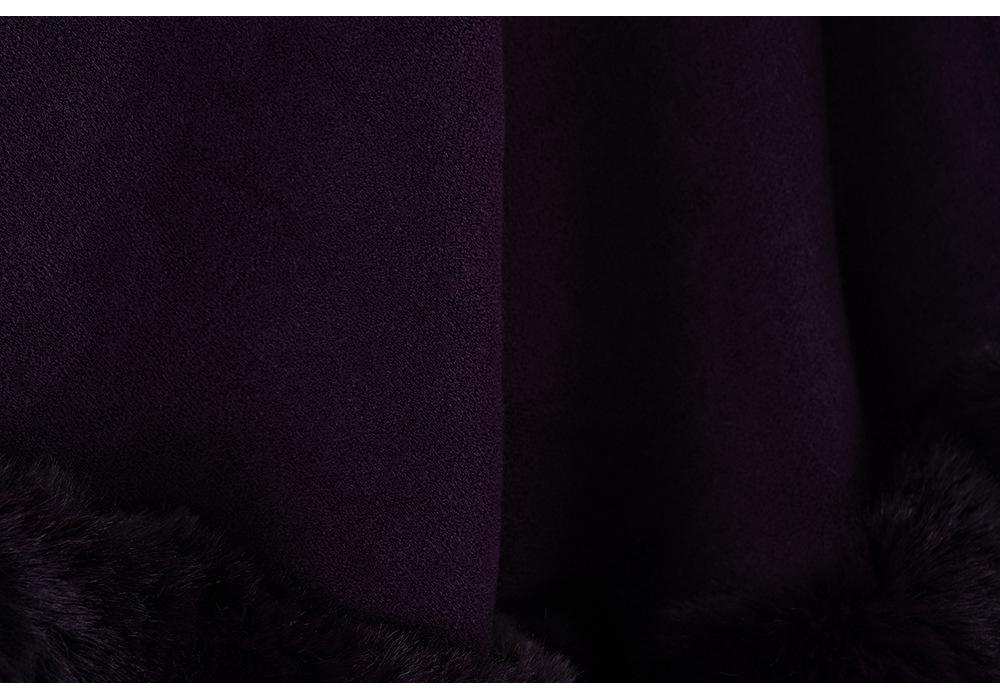 Elegant Faux Mink Woolen Cape Shawl: Plus Size Knit Cardigan Coat for Women