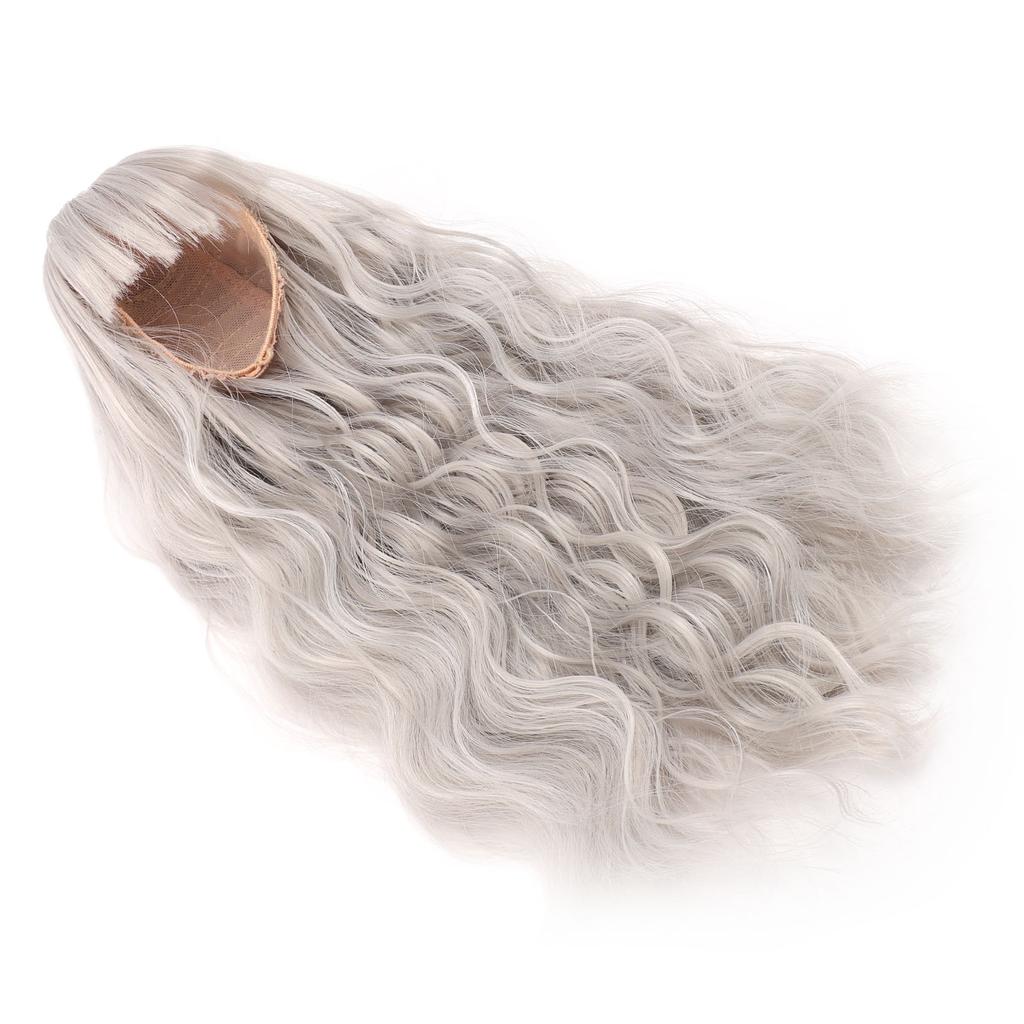 Long Curly Doll Wig Straight Bang Long Doll Hair DIY Smoothly Doll Replacement Wig for 7.3‑8.3in Head Circumference Doll