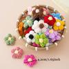 WTEMPO Random Crochet Flowers Kit Puff Knitted Flowers Handmade Crochet Flowers for Crafts Embellishments DIY Hair Headbands Clothing Accessories