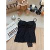 Summer new pure desire style bow lace suspender vest women's design sense slim and thin versatile top