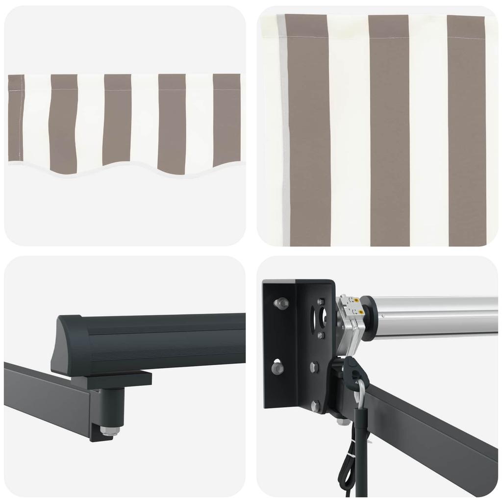 Retractable Awning Light Grey and White 3.5 X 2.5 M Polyester and Metal