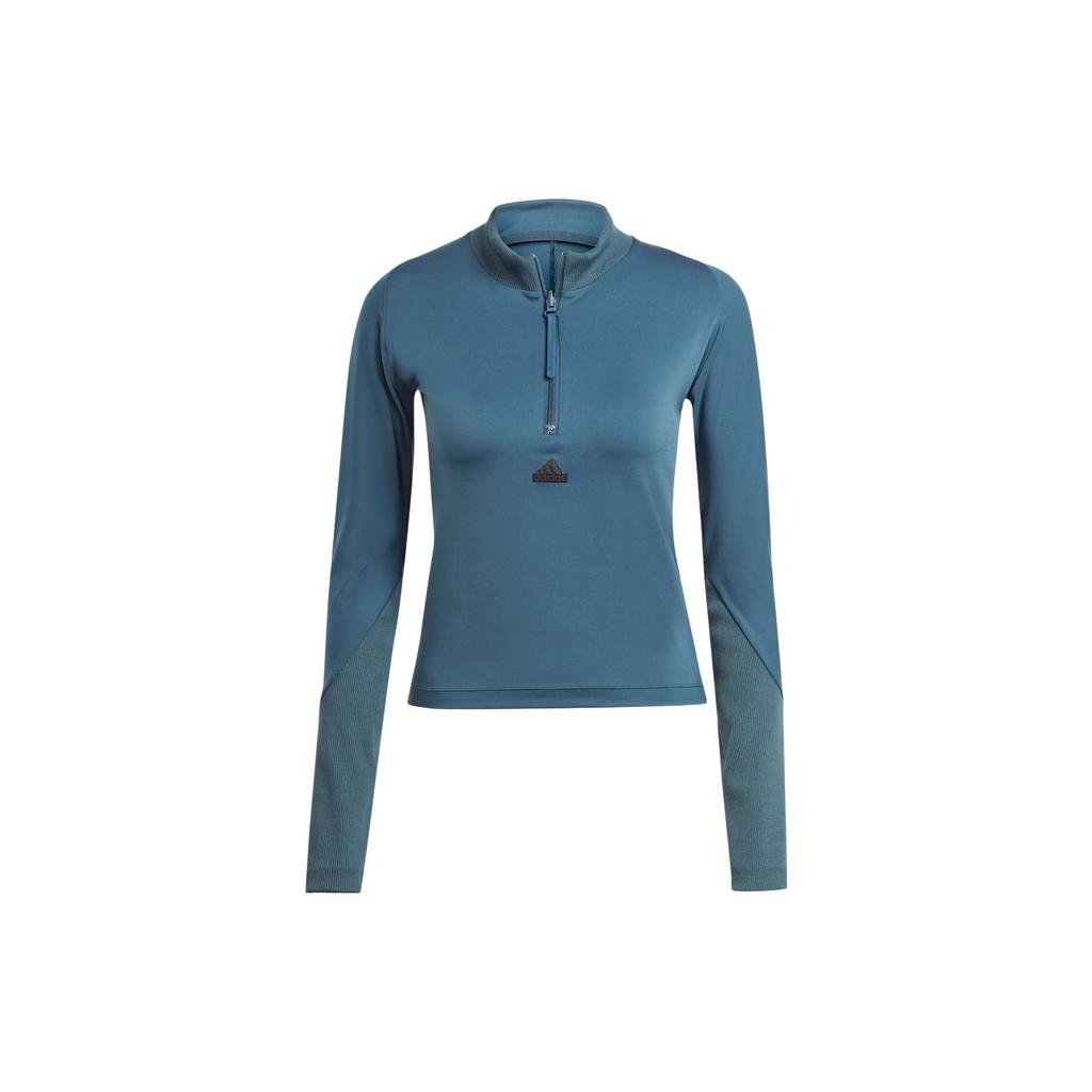 Adidas Z.N.E. Long Sleeve Tee With Ribbed Sleeves And Logo Women Tops Navy-Blue IM4918