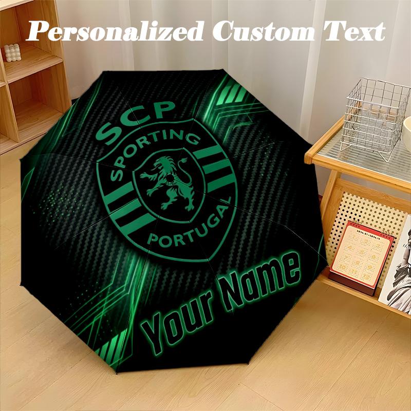 8 Rib Auto Folding Umbrella Sporting CP Print Custom Name Text Portable Rain Gear
