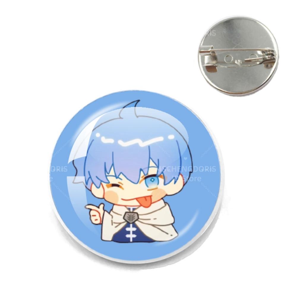 Anime Frieren Pins Cartoon Badge Round Creative Glass Metal Brooches For Backpack Jewelry Accessories Gifts