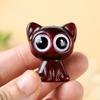 Rosewood Starry-Eyed Cat Keychain Charm - Creative Wood Carving Pendant for Phone and Bag Accessory