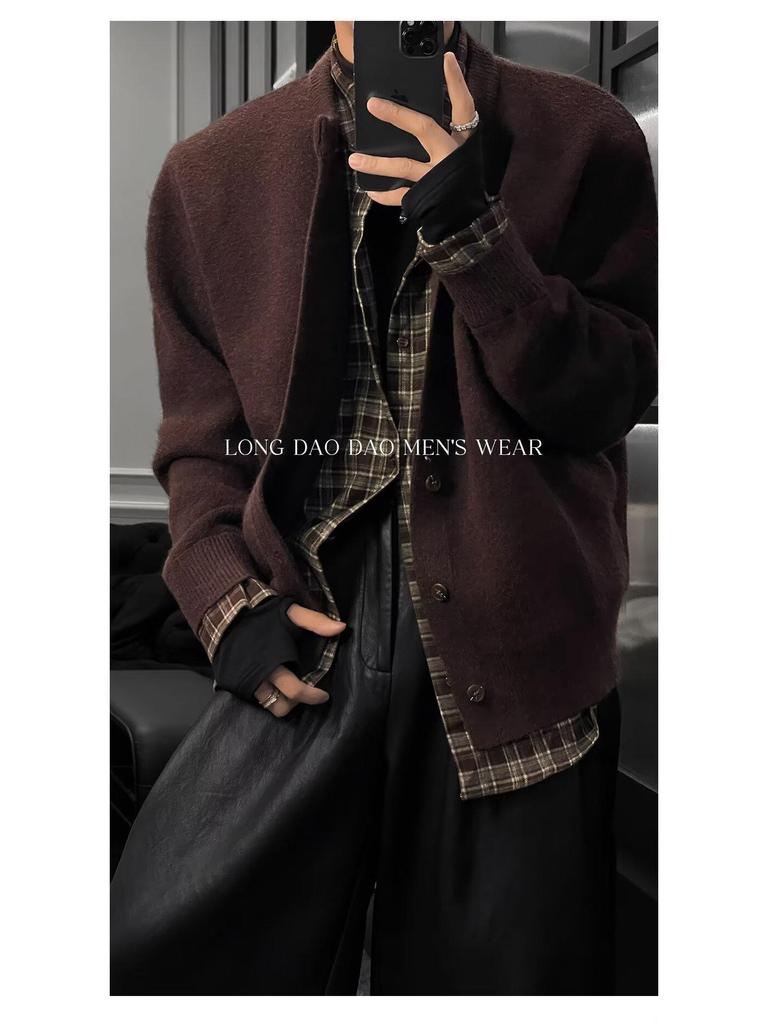 Men's Japanese Retro Knit Cardigan: Autumn/Winter Casual, Versatile, Loose-Fit Fashion