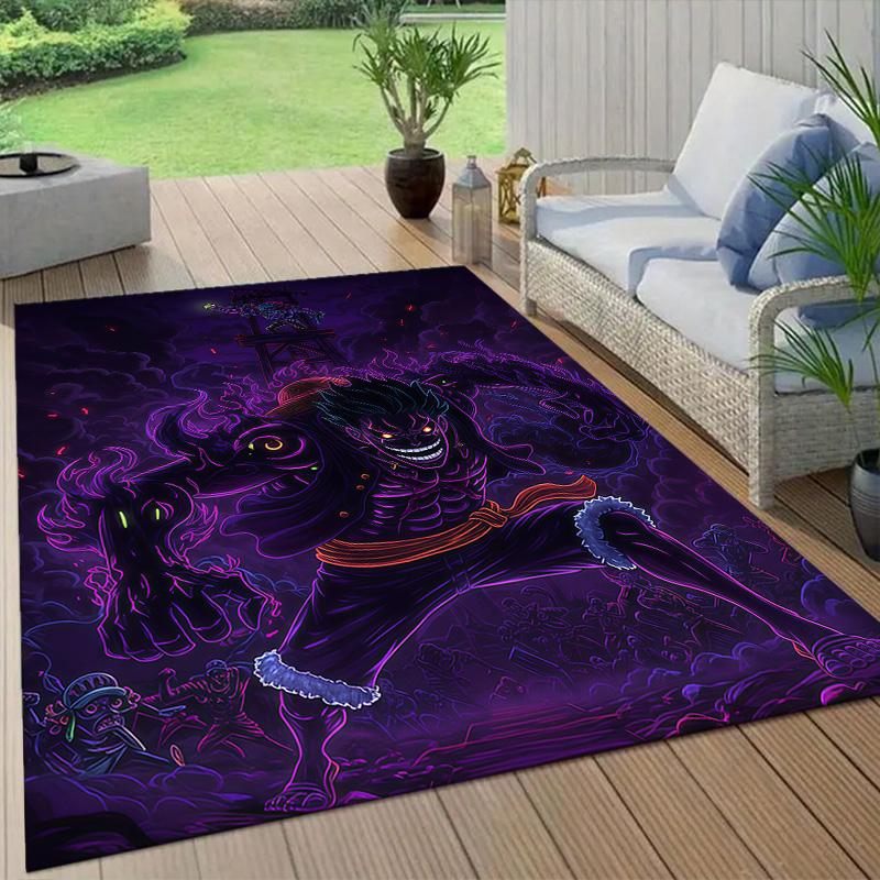 Monkey D Luffy Flannel Pattern Square Carpet,Area Rug,Carpet Rug for Living Room Bedroom Sofa Playroom Decor,Non-slip Floor Mat
