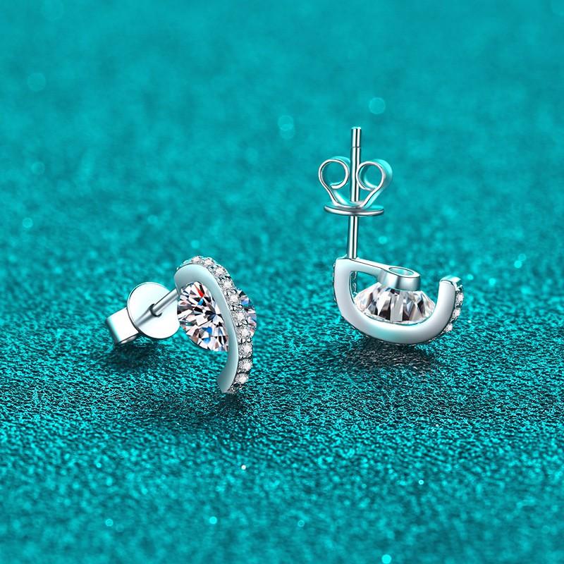 Elegant 2ct Moissanite Stud Earrings Women Sterling Micro Pave With Circular Design Daily Wear Fashion Jewelry