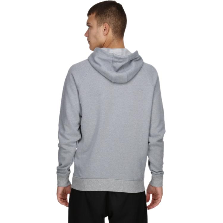 Under Armour קפוצ'ון אימון סריג כותנה בצבע אחיד לגברים סווטשירט אפור 1379684-011