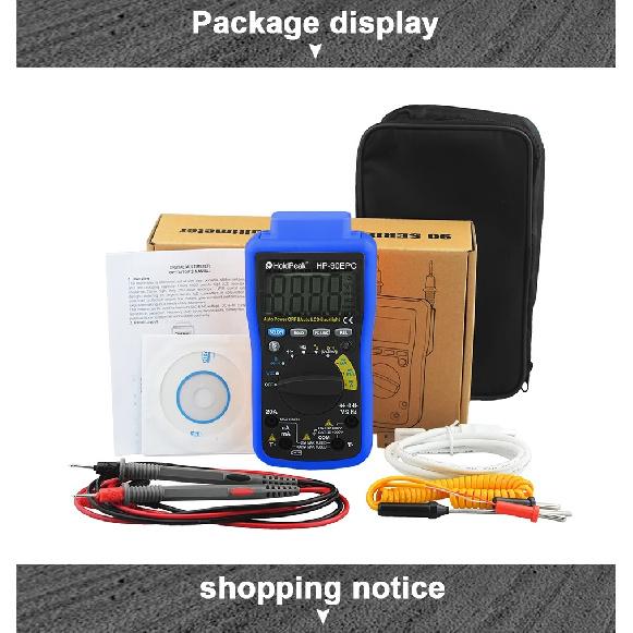Professional Digital Multimeter True RMS NCV 20A Current AC DC Voltmeter Capacitance Resistance Tester HoldPeak HP-90EPC