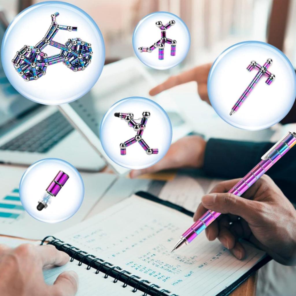 Angst-Spielzeugstift, magnetischer Stift zur Stressreduzierung aus Metall, Schreibtischspielzeug, multifunktionaler verformbarer Schreibstift, Geschenk für Kinder und Erwachsene