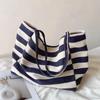 Casual Style Women’s Handbags New Fashion Large Capacity Striped Canvas Underarm Shoulder Bags Ladies Commuter Totes CLE