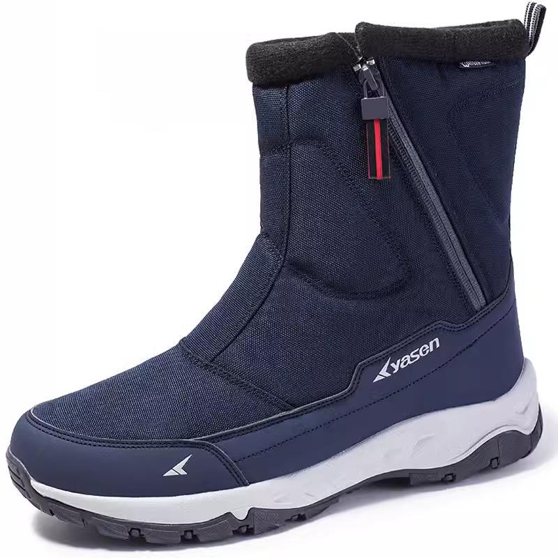 Men's Winter Warm Snow Boots Water Resistant Zipper Faux Fur Lining Mid Calf Ankle Booties Non-Slip Outdoor Walking Hiking Work Boots Shoes for Men