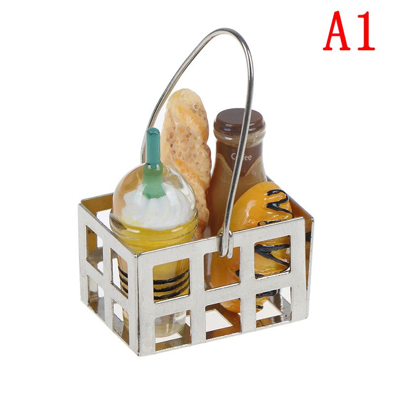 1 :6 /1: 12 Simulation Mini Bread Baguette Miniature Dollhouse Bakery Food With Basket For Doll Kitchen Accessories