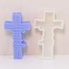 Embossed Word Crucifix Silicone Candle Molds DIY Relief Cross Silicone Ploymer Clay Resin Epoxy Casting Gypsum Moulds Home Decor
