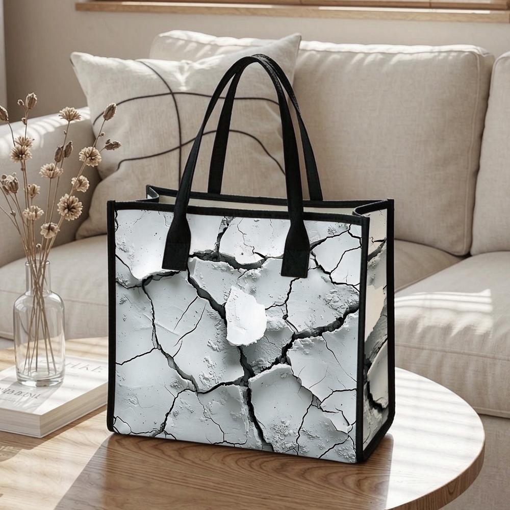 Cracked Pattern Tote Bag Fashion Casual Large Capacity Daily Use Shopping Shoulder Handbag for Women
