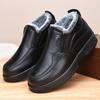 Mens Winter Waterproof PU Snow Boots Thick Insulated Slip-On Warm Casual Low-Cut Middle-Aged Seniors