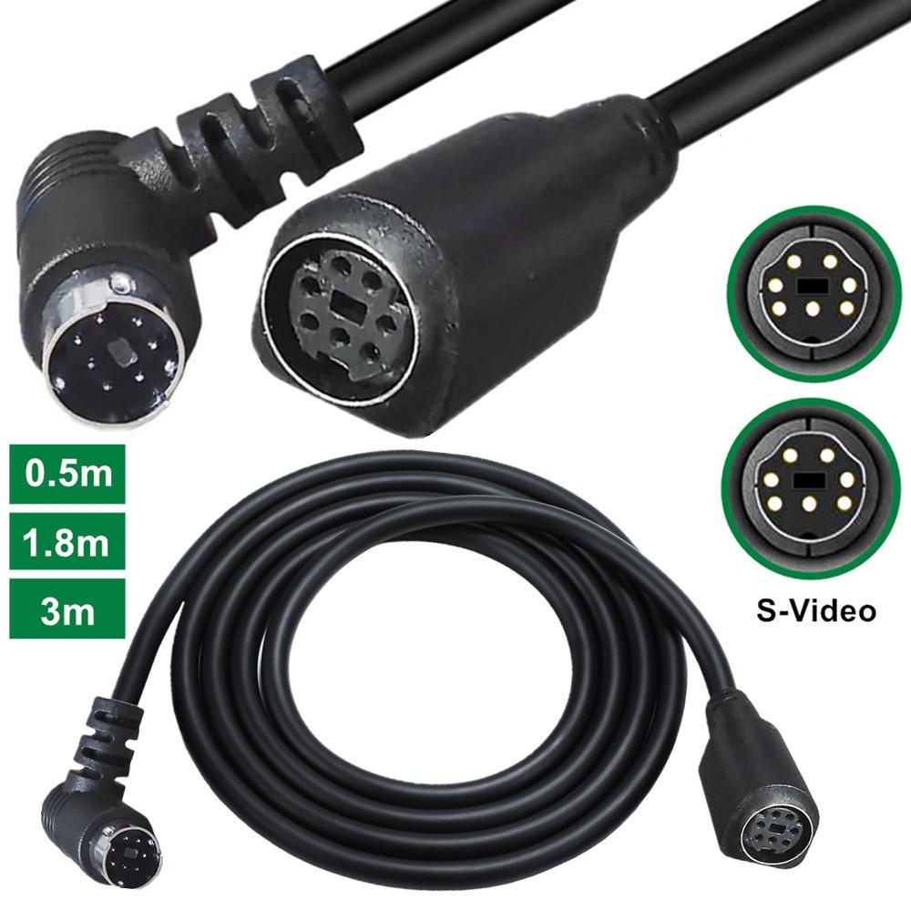 1.8m Mini DIN 7 Pin Cable Elbow Male to Female Computer Game System Extension Cord