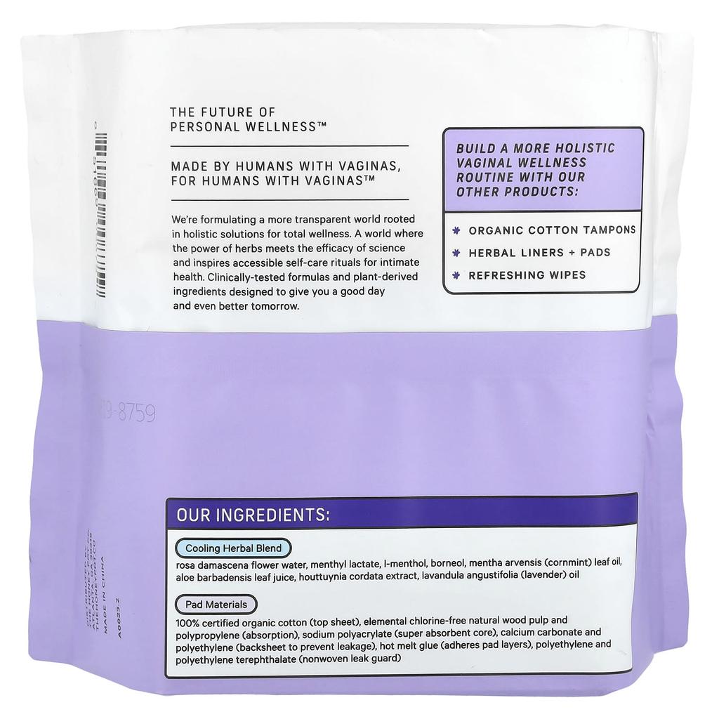 Organic Herb Infused Winged Pads, Overnight, 12 Count