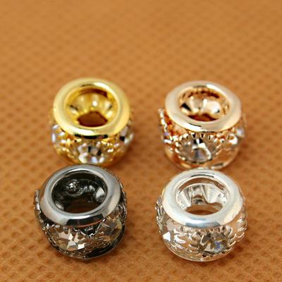 2Pcs 7*10mm Diamonds Edge Big Hole Metal Beads For Jewelry Making DIY Bracelet Necklace Earring