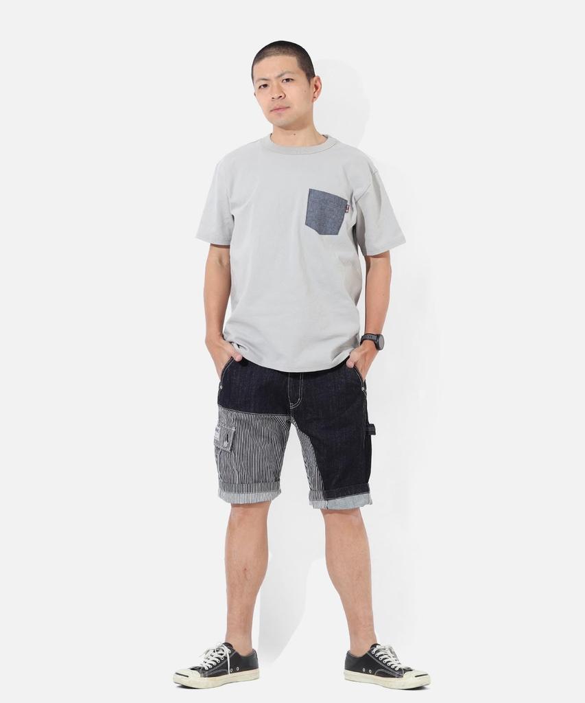 KOJIMA GENES Pants Quarter Combo Shorts Made in Japan Okayama Denim Indigo and Hickory 32 RNB-1429