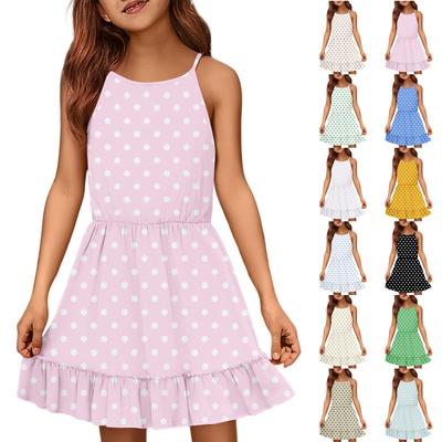 Kinder Sommer Freizeitmode Rundhals Einfarbig Ärmelloses Kleid