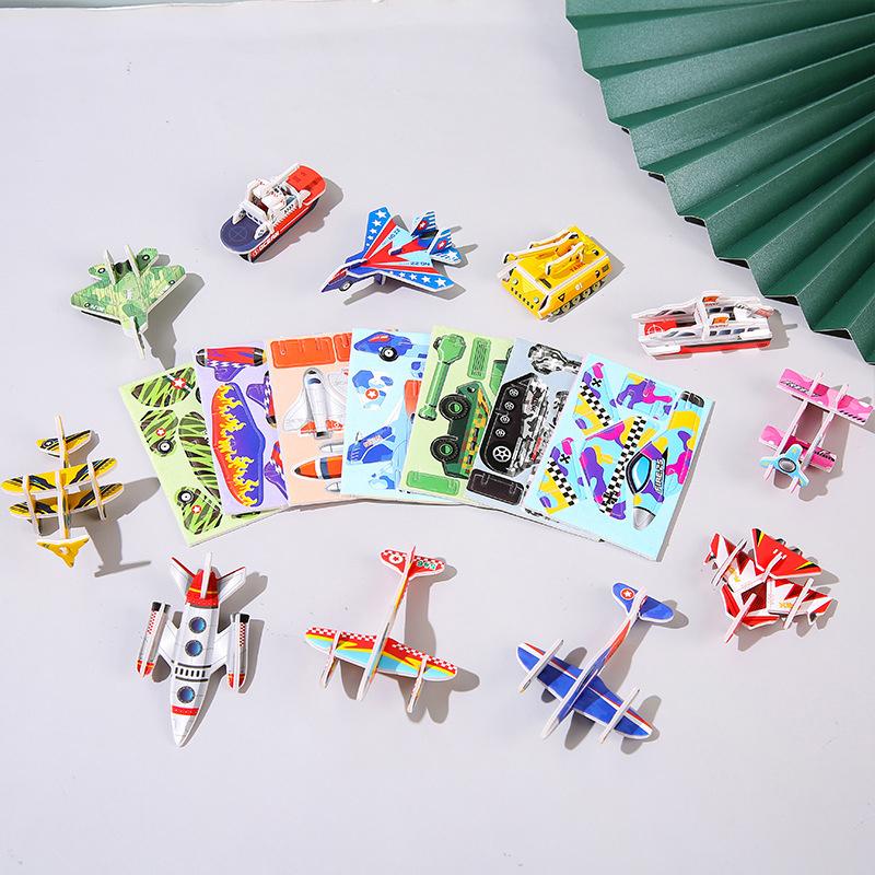 30Pcs DO IT YOURSELF Cartoon Mini Aircraft Tanks Insects Animal Model Children's Creativity Jigsaw Puzzle Learning Playthings Children Birthday Gift