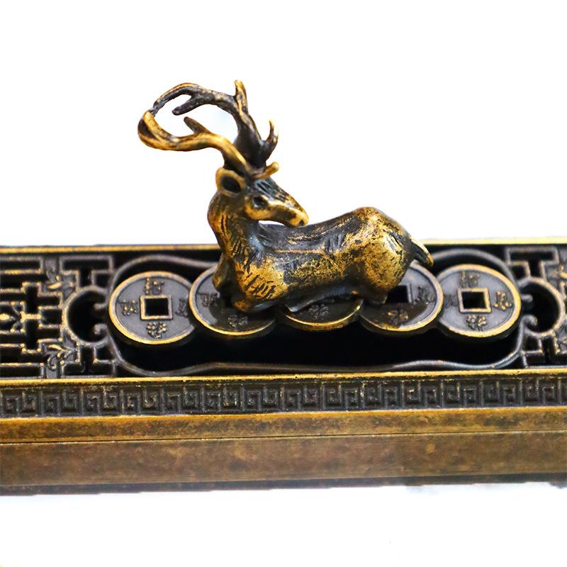 Elegant Antique Deer Alloy Incense Burner for Indoor Use - Perfect for Burning Stick Incense and Home Decoration