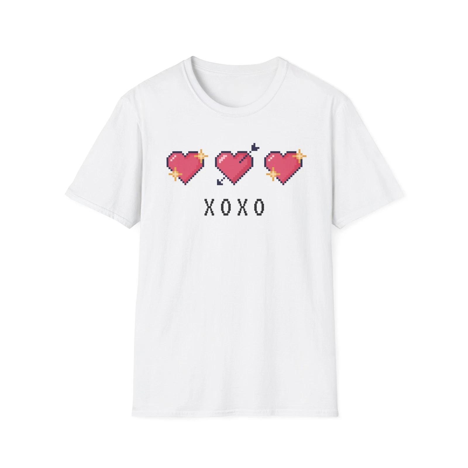 Romantic XOXO Hearts Unisex T-Shirt | Cute Graphic Tee, Love Shirt S